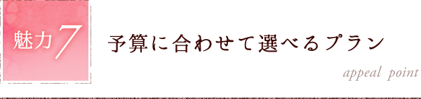 魅力7.予算に合わせて選べるプラン